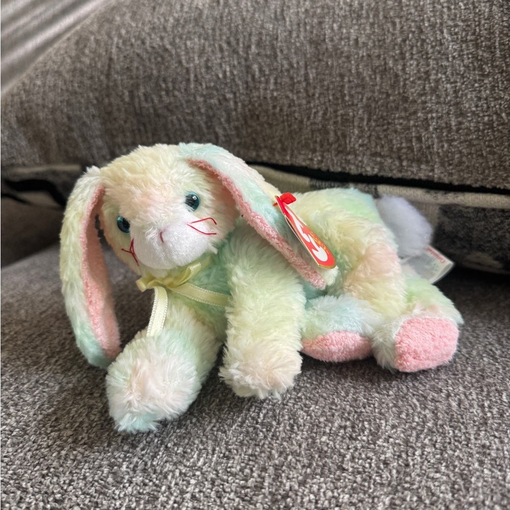 Cottonball Beanie Baby Ty Multicolor Bunny Plush